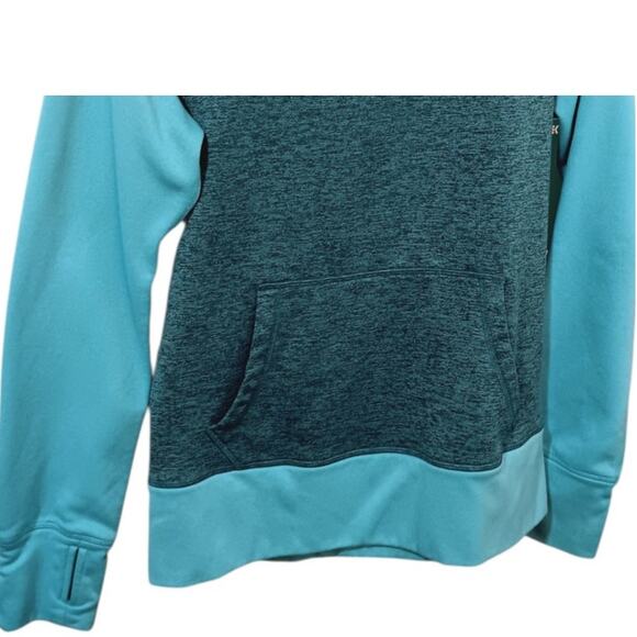 NIKE Women's Therma Fit Hoodie Medium Turquoise Blue Kangaroo Pocket Sweatshirt - Picture 3 of 7